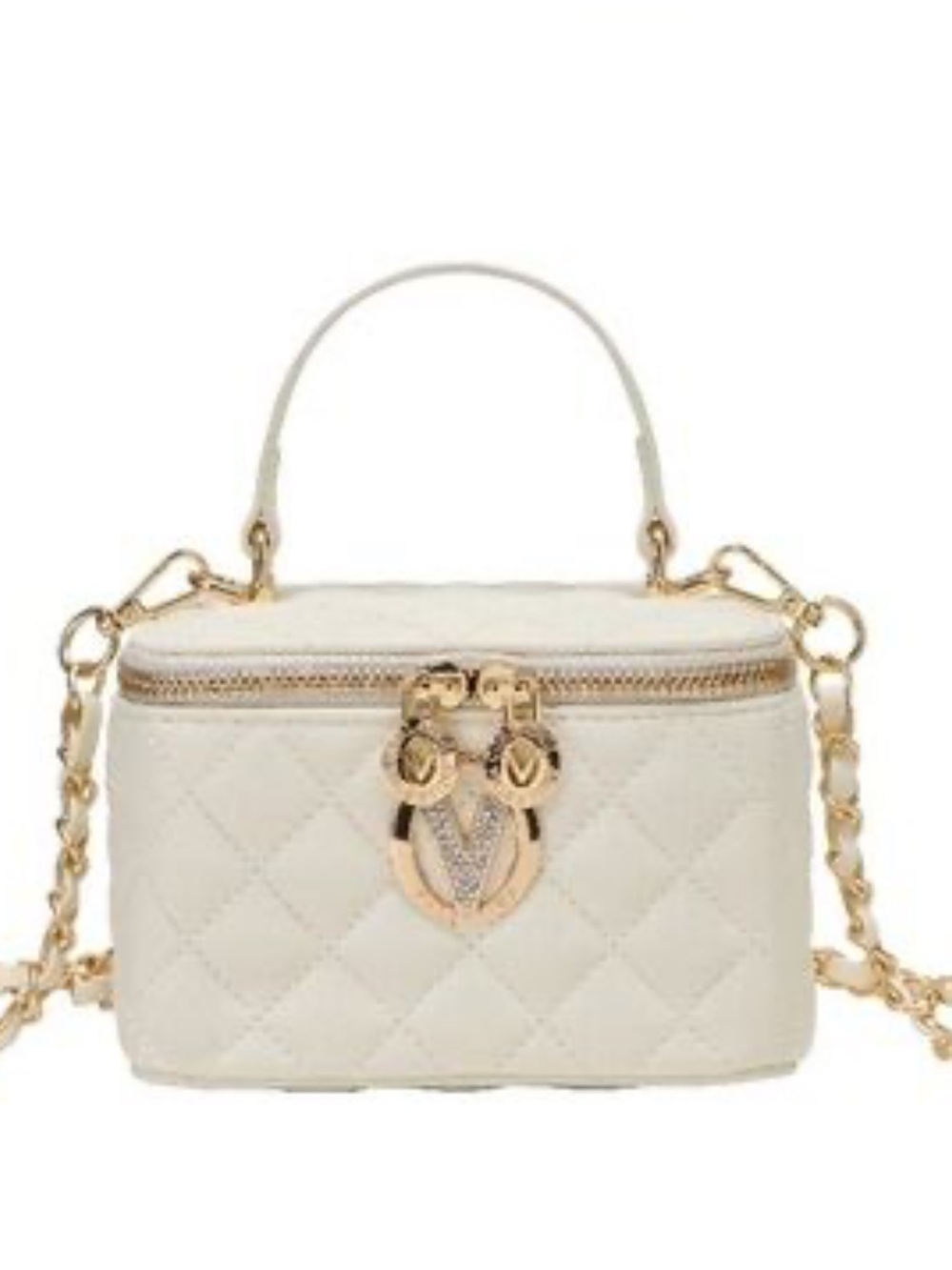 Valentino Orlando White Quilted Vanity Crossbody Bag